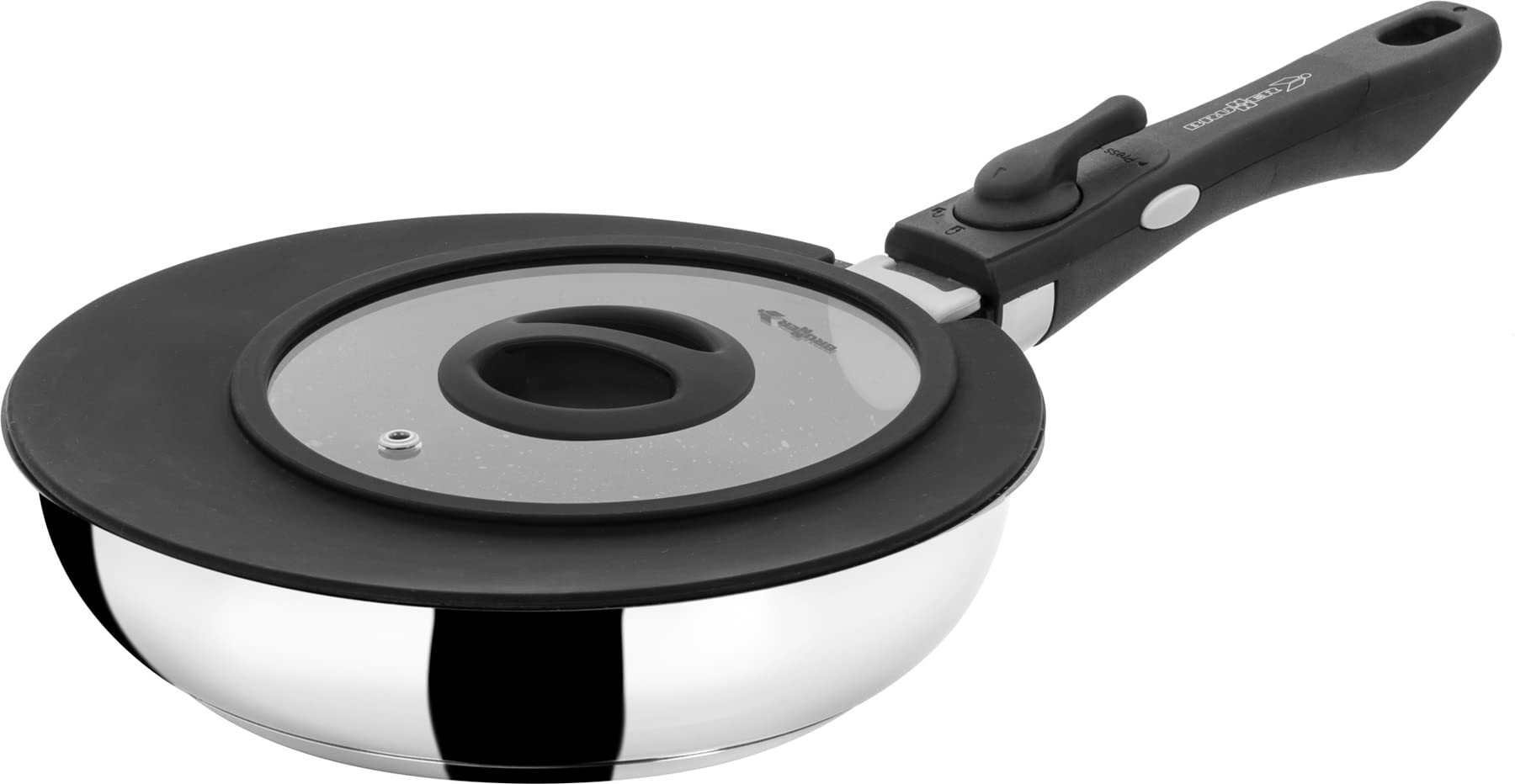 BRUNNER 0804036N Set Padelle in Acciaio Inossidabile, Academy Double Pan 22/20, Adatte per Gas