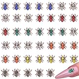 TEEKME 40pcs 8 Colors Spider Nail Art 3d Decoration Charms Rhinestone Jewelry for Halloween Phone Ca