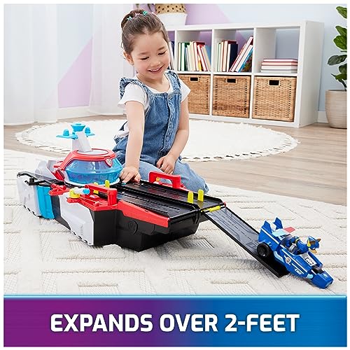 Image of Paw Patrol: The Mighty Movie, Aircraft Carrier HQ, with Chase Action Figure and Mighty Pups Cruiser, Kids Toys for Boys & Girls 3+