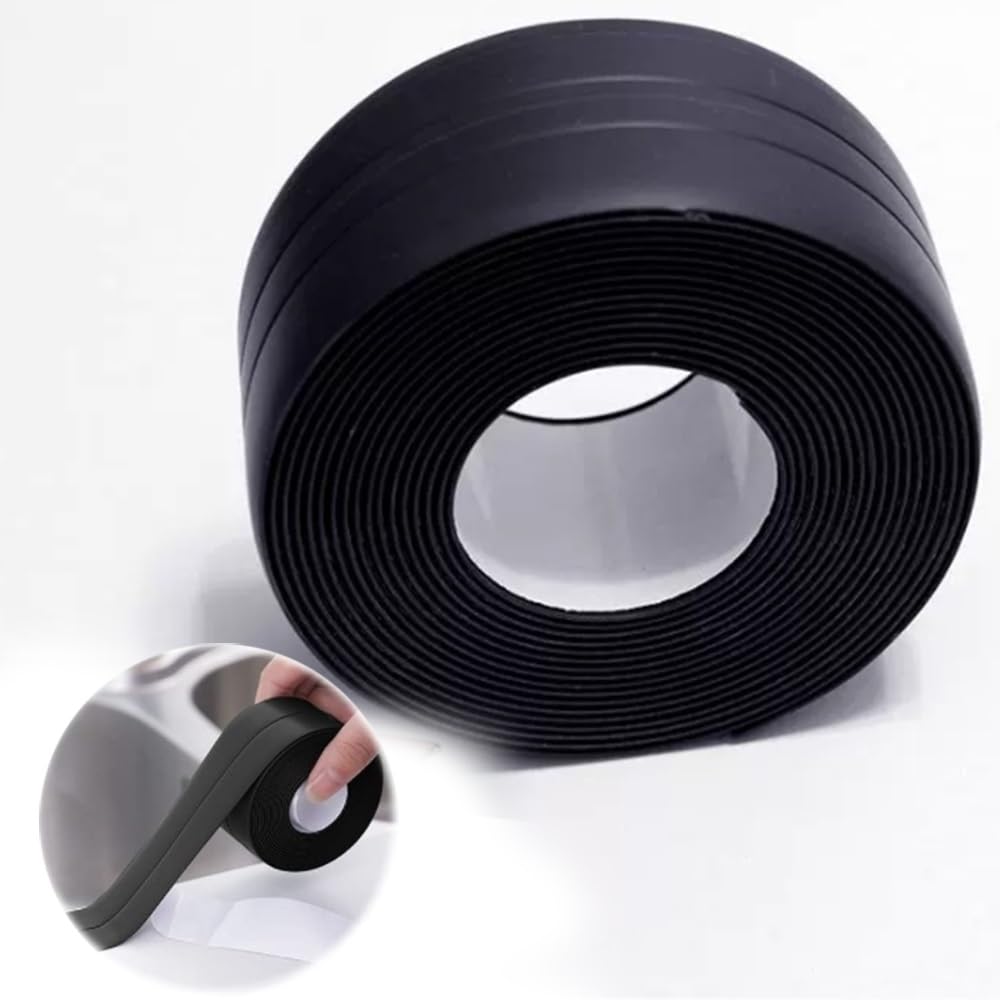 YUEKOPOU Self-Adhesive Waterproof PVC Caulk Tape 1.5in x 10.5ft Black 3 Rolls Kitchen Bathroom Sink