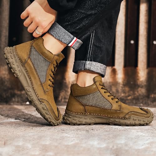 Non Slip Chukka Boots for Men - Casual Lightweight Hiking Ankle Boots Lace Up Leather4