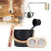 PEALOV Zubehörset Sauna,Saunaeimer, SaunaküBel,5-Teilig Sauna Set Mit 7L Sauna KüBel/Sanduhr/Thermohygrometer,Sauna ZubehöR Set, SaunaküBel Set,Klassisches Sauna-ZubehöRset,Sauna-ZubehöRset 5-Teilig
