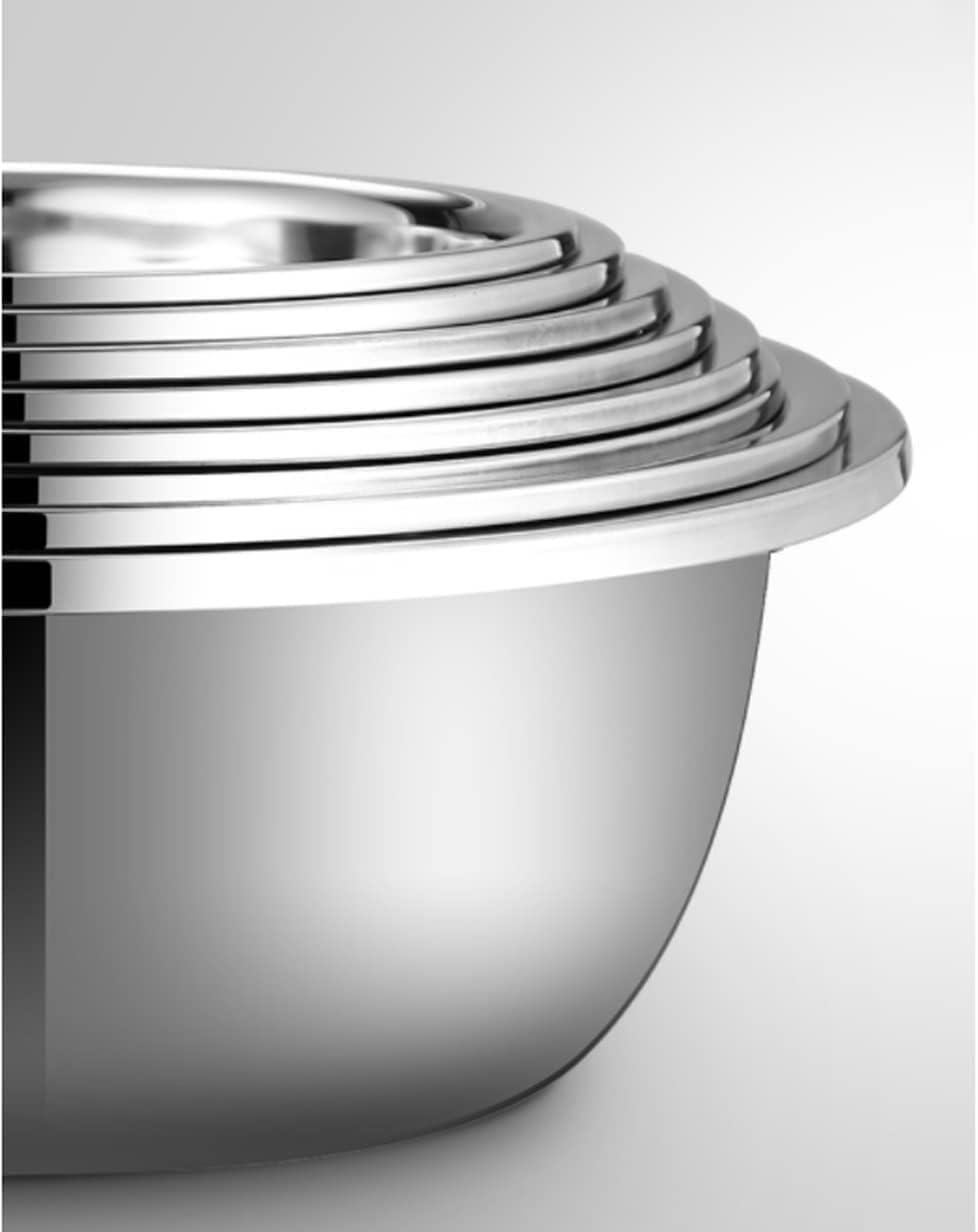 Serving Tray Mixing Bowl Fruit Bowl, Pots and Bowls 8-Piece Set, Stacking Storage Saves Space, Cooking Baking, 304 Stainless Steel