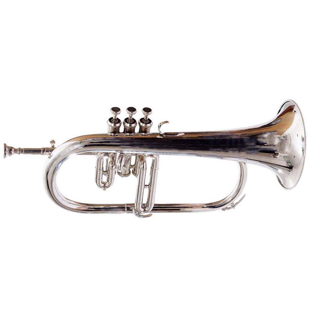 SCEXPORTS Silver Chrome Flugel Horn Bb Flat With Free Case Box & Mouth fluglehorn. - Image 3