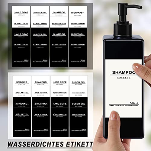 Miniatura 6 de 3 Piezas Dispensador Jabon Pared, Sin Taladrar 500ml Gel Y Champu Ducha Con 3 Soportes Y Etiquetas Impermeables Para Cocina Y Baño