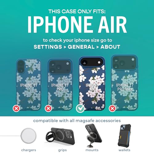 Image of Smartish iPhone Air MagSafe Case - Gripmunk Magnetic Slim Case [Lightweight + Protective] Thin Grip Cover with Microfiber Lining for Apple iPhone Air - Very Cherry Blossom