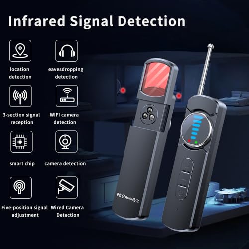 Image of Hidden Camera Detector for Hotels,AI Anti Spy Bug Detector with RF Signal & WiFi Scanner,GPS Tracker Finder & Listening Device Detector,6-in-1 Portable Protector for Travel Home Office Car(Black)