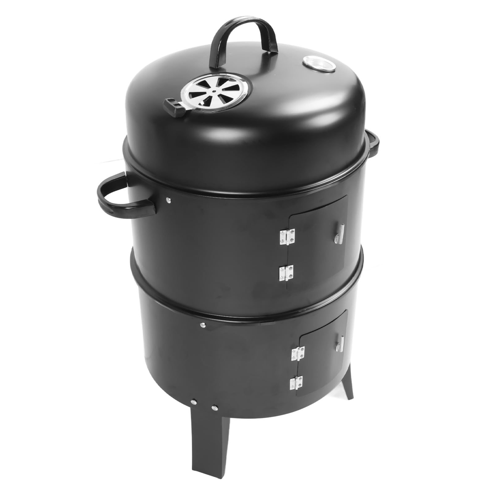 Aramox Pionowa Wędzarnia na Węgiel Drzewny, Walcowana na Zimno Wędzarnia Pionowa 3 w 1 3-warstwowy Grill z Grillem do Wędzenia Kempingu Gotowanie Podwórku Grillowanie Pieczenie Parze