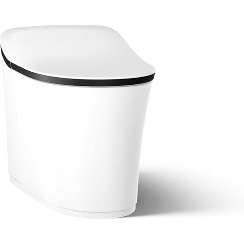 KOHLER K-77795-0BL Eir Comfort Height One-Piece Elongated, Dual-Flush, Smart Toilet with Bidet Built In, Matte Black/White