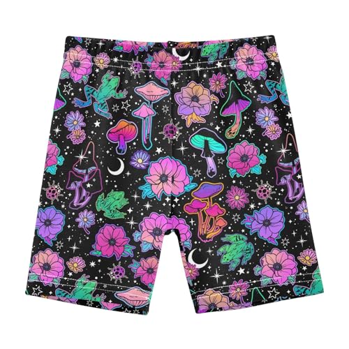 JHKKU Girls Bright Mushroom Frog Shorts Cotton Cartwheel Bike Kids Biker Under Dress Dance Short Girl Clothes 6T