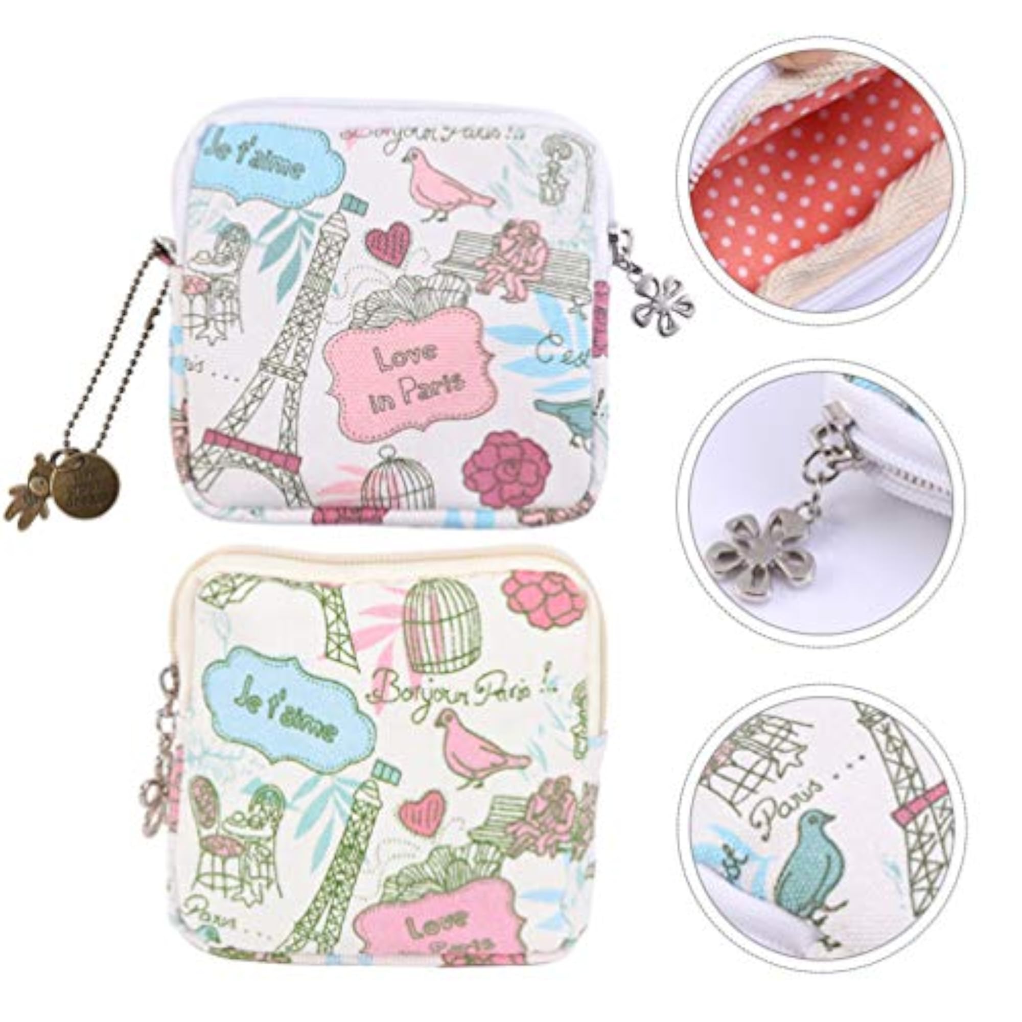 2pcs Menstrual Pads Storage Pouch, Zipper Napkins Bag
