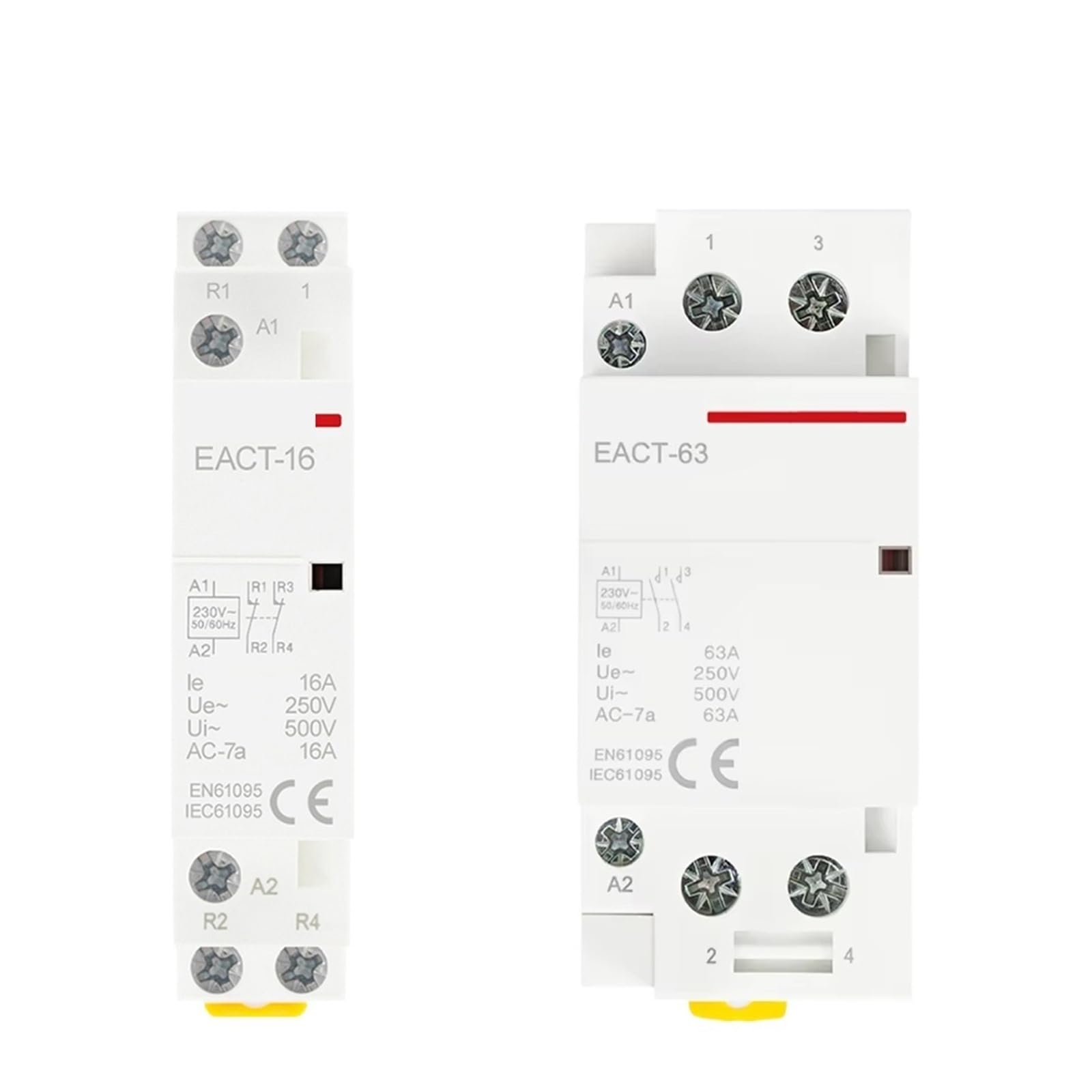 2P AC 110 V 220 V 50/60 Hz 16 A 20 A 25 A 32 A 50 A 40 A 63 A na szynę DIN domowy modułowy przełącznik stycznika DIY dom hotel (EACT-2P-16A, 1NO1NC, 220V)