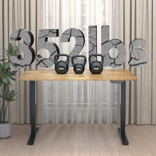 Image of FLEXISPOT E6 MAX Solid Wood Dual Motor 55x24 Inch 3-Stage Heavy Duty Standing Desk, 330lbs Weight Capacity, Height Adjustable Desk w /Cable Management & Wheels(Butcher Block Rubberwood + Black Frame)