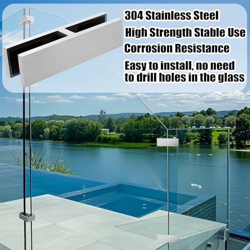Pince verre à verre 180° en acier marine noir pour balustrade lot de 8