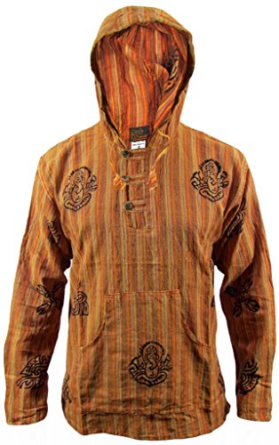 Little Kathmandu - Camiseta de manga larga y capucha para hombre, de algodón, lavado a la piedra naranja naranja XX-Large
