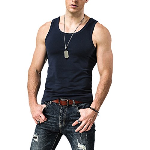 QIYUN.Z Gilet Décontracté Été Sport Muscle Slim Fit Tops Fitness Sans Manches T-Shirts