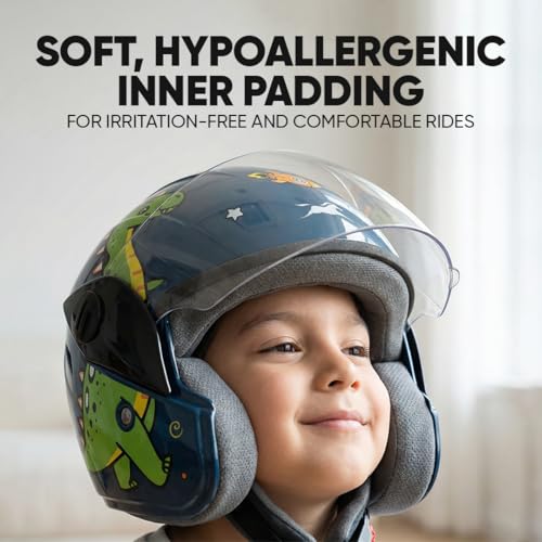 Image of TVS Moto Jr. Kids Helmet |Fun Glow in The Dark Graphics | Lightweight ISI Certified ABS Shell| Removable Cheek Pads | Ideal for Cycle Scooter Daily Ride Comfort & Protection