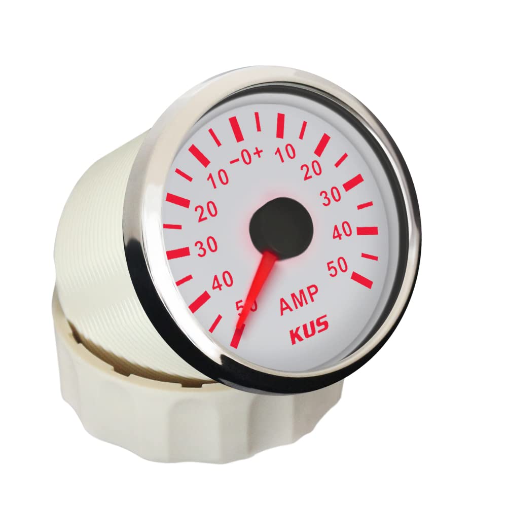 ELING Medidor de amperímetro impermeable amperímetro 50A con sensor de corriente 52MM (2") 12V/24V