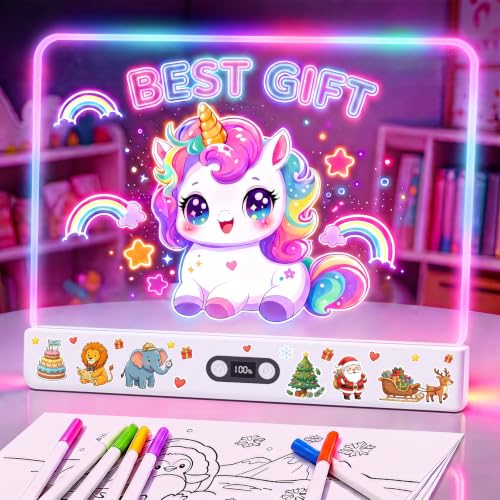 LED Zeichenbrett für Kinder 16-inch Leuchtendes Zeichenbrett mit 11 Farben Acryl Notiztafel Maltafel Drawing Board Memoboard Kreatives… – Ansicht 1