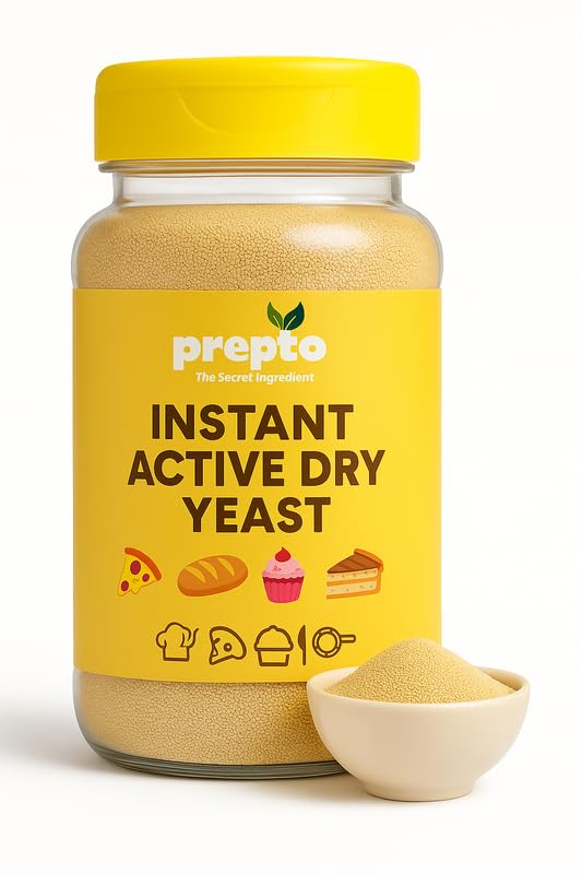 PREPTO Instant Active Dry Yeast 400g | Premium Baker’s Yeast Powder for Bread, Pizza Dough, Cakes, Baking At Home | Fast-Rise, All-Purpose, Indian Kitchen | Vegetarian | Ingredients Made Simple