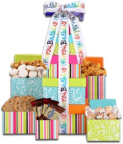Happy Birthday Treats Tower Gift Basket