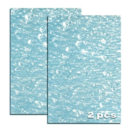Image of TOEPODO Cast Acrylic Sheet Pearlescent Ripple Acrylic Sheet 1 /8 inch Thickness, 19 inchx12 inch, Marble Acrylic Sheets for Laser Cutting, Ideal Material for DIY Crafts /Home Deco(2pcs,Water Blue,19x12inch)