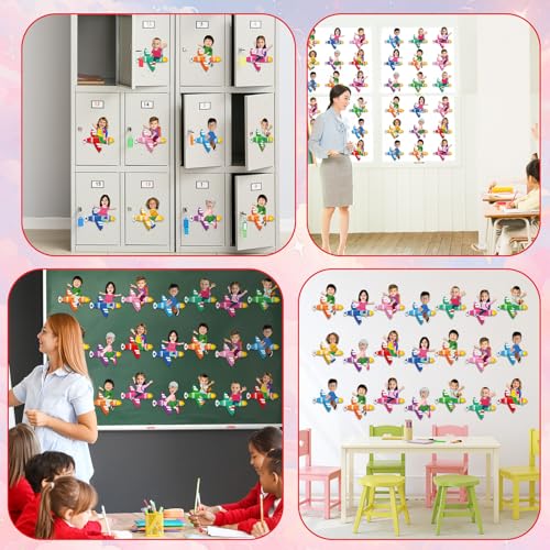 Image of gisgfim 80Pcs Crayon Cutouts Back to School Decoration Bulletin Board Colorful Crayon Airplane Paper Cut-Out Classroom Decor for Boy Girl DIY Craft Photo Wall Kindergarten Preschool Party Favor Supply