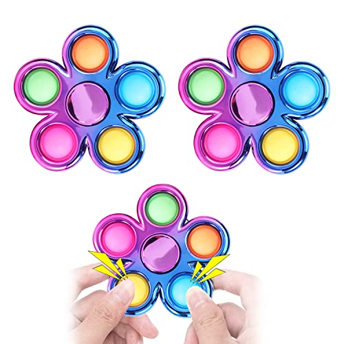 Ladoweir 3 Pack Pop Fidget Spinner, Push Pop Bubble Fidget Spinner Toy, Party Favor Sensory Simple Finger Spinner, Hand Spinner for Stress Relief Sensory for Children