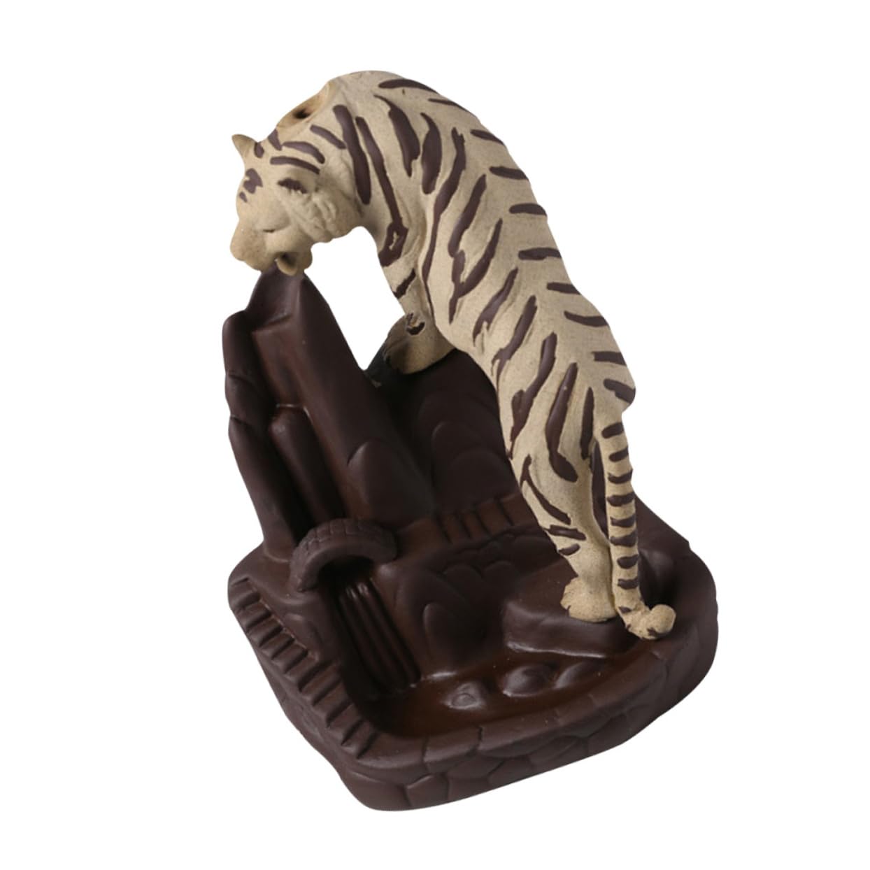 Porta Incenso Tigre in Terracotta Viola Stile Retrò da Tavolo
