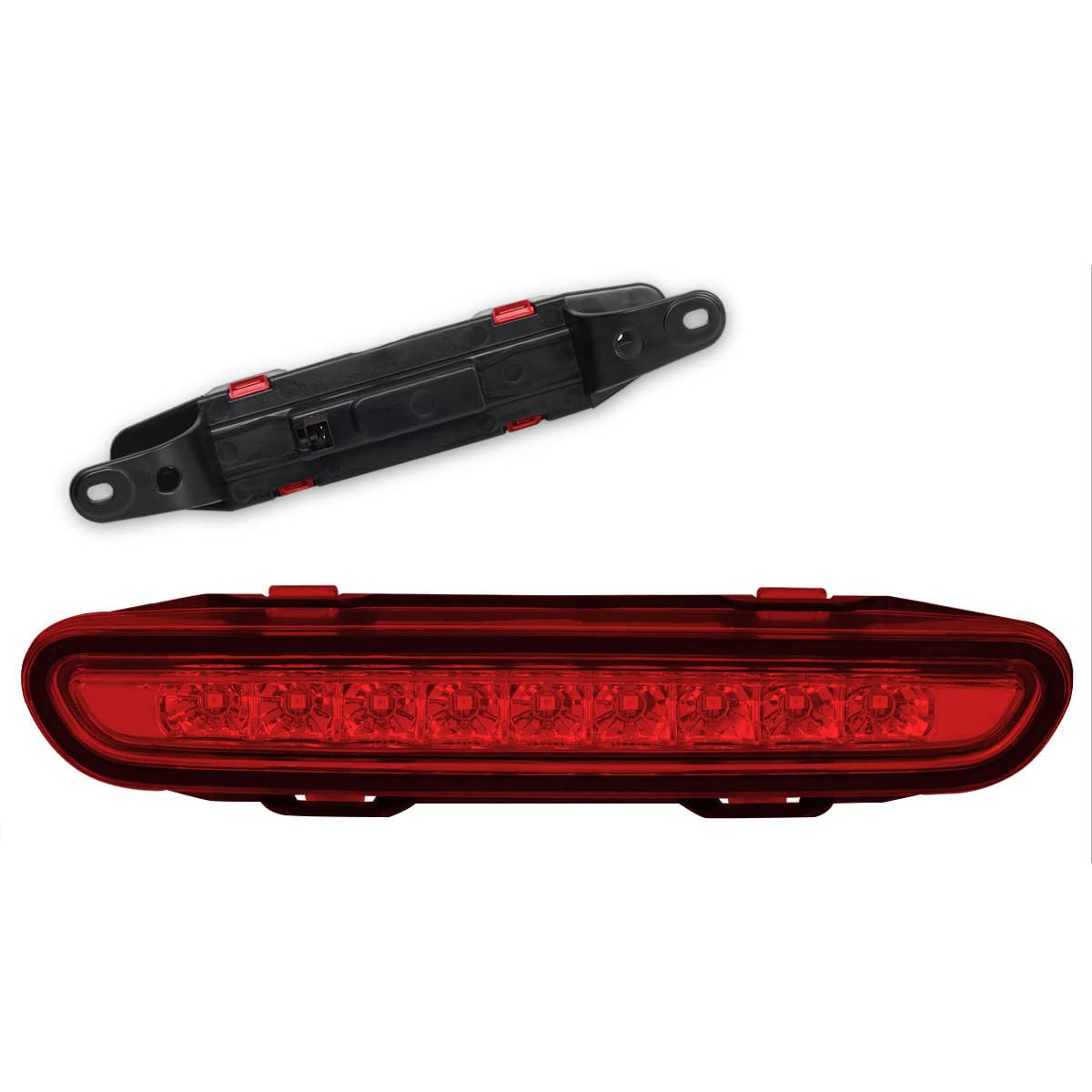 PM PERFORMOTOR Full LED 3rd Third Brake Light High Mount Stop Light Compatible with Dodge Charger 06-10,Chrome Housing/Red Lens