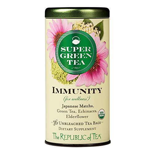 The Republic of Tea - Organic Immunity SuperGreen, 36 Bags, Tin | Elderberry and Echinacea Green Tea