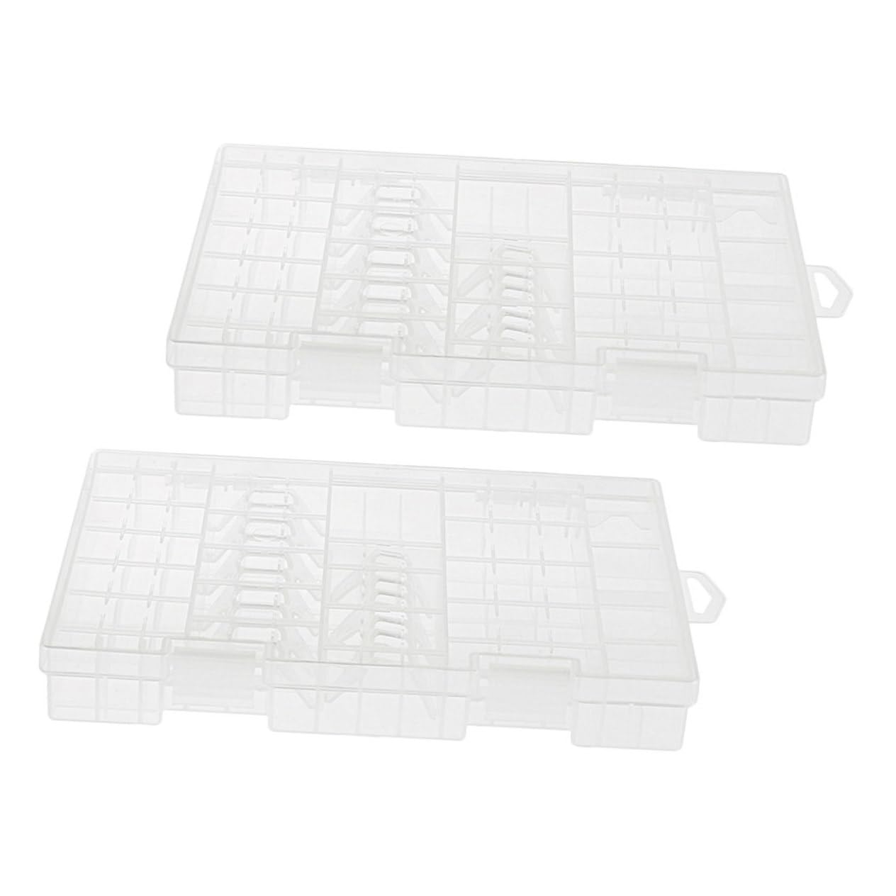 SWOOMEY 2pcs Battery Holder Organizer Durable Plastic Storage Box for Aa Aaa with Transparent Lid for Easy Identification for Use