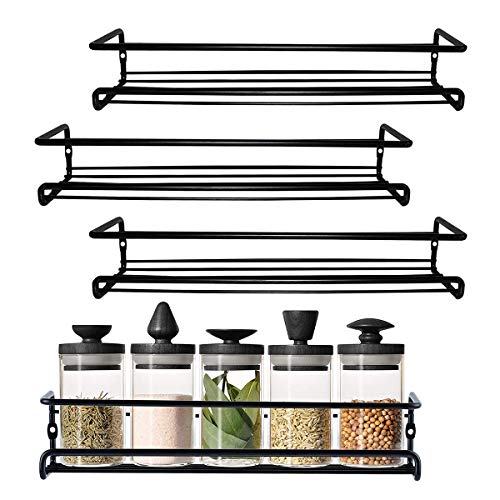 GAROEN Especiero de Pared, Organizador de Especias, Estante Colgante de Acero Inoxidable de 4 Niveles para Cocina y despensa.