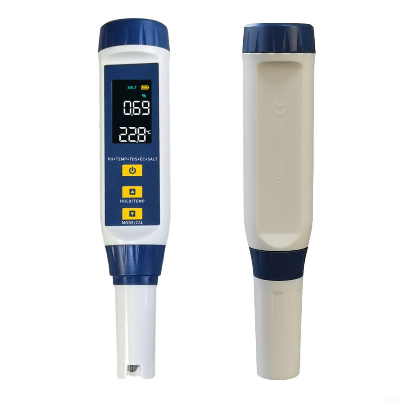 Testeur de qualité de l'eau 5 en 1 pH et conductivité portable avec ATC
