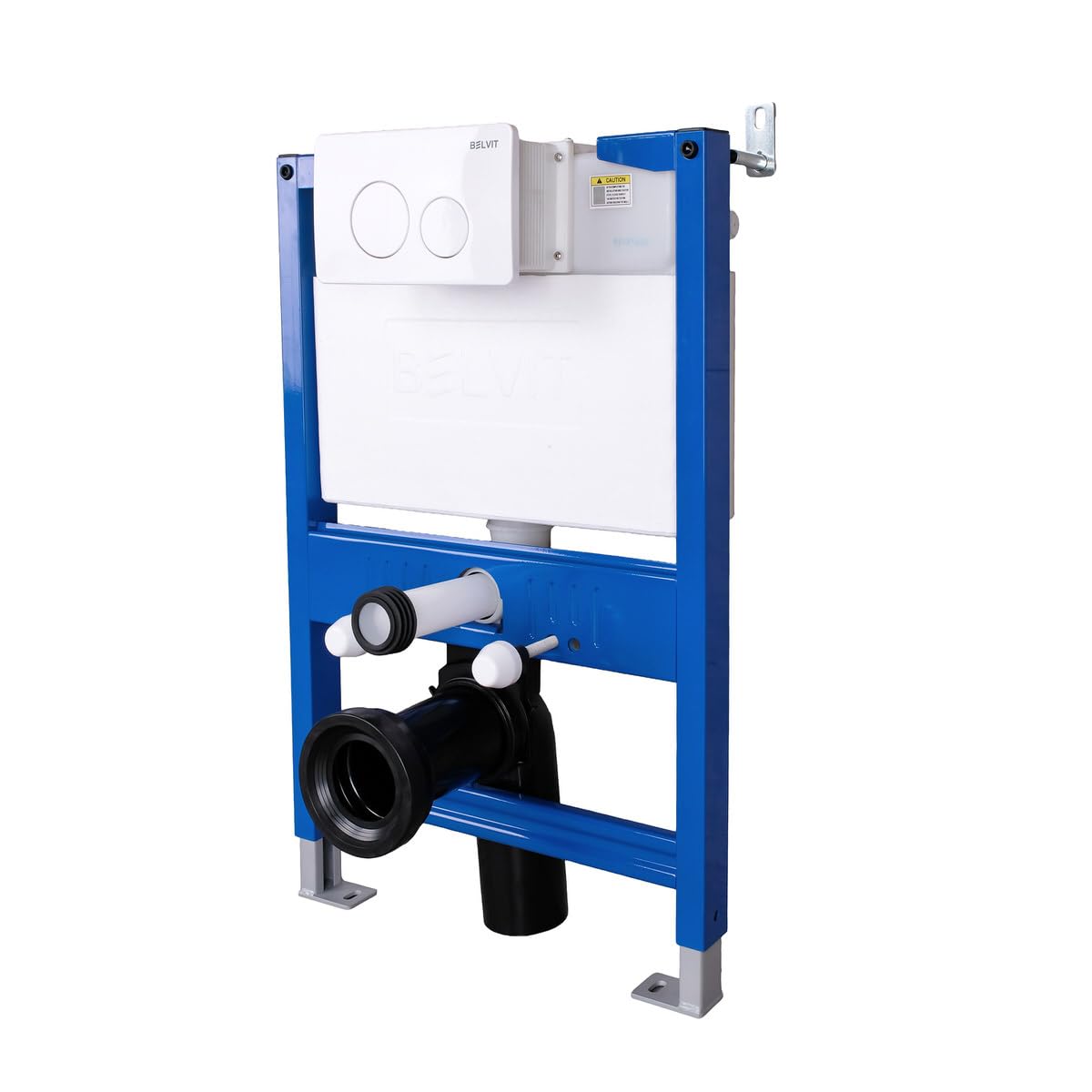 Belvit Wand WC Komplettset mit Vorwandelement 75-82 cm, spülrandloses Hänge WC mit Softclose Sitz, Unterputz Spülkasten, Drückerplatte, WC Set für Trockenbau, wandhängende Toilette, Weiß