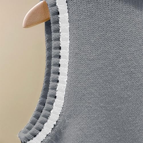 Girls Boys Preppy Sweater Vest V Neck Knitted Sweater Teen School Vest Warm Sleeveless Jacket Pullover Waistcoat Fall Clothes4