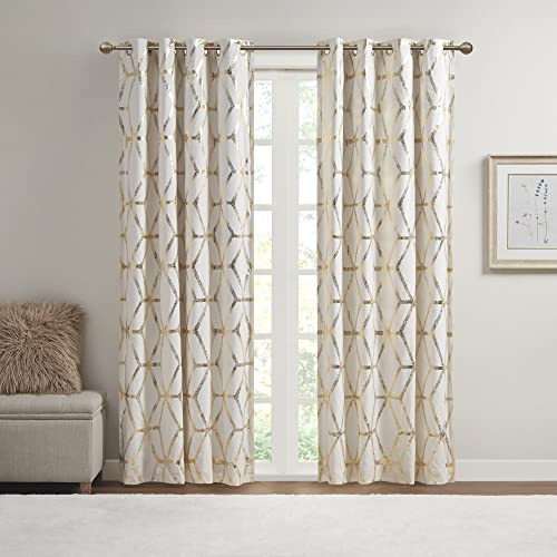 Comfort Spaces Vivian Total Blackout Window Curtain Panel Pair, Metallic Geometric Design - Image 3