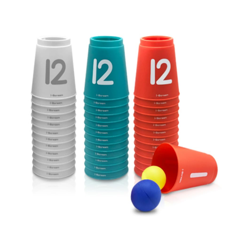i-Scream media] Stacking cups with numbers, sports stack, speed cup (12pieces White/Orange/Mint) (Mint)