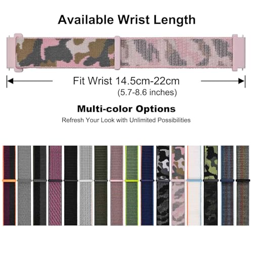 Image of WOCCI Adjustable Nylon Sport Watch Bands with Hook and Loop Fastener, Quick Release Watch Straps for Men and Women, Band Width 18mm 20mm 22mm