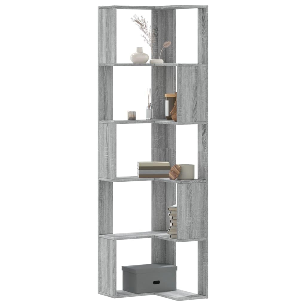 vidaXL Estantería de Esquina 5 Niveles Madera Gris Sonoma 50x50x179 cm