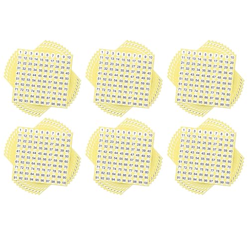 Étiquettes de numéros 1-100 autocollantes rondes de 0,4 pouce pour bureau, 600 feuilles