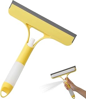 3 in 1 Window Cleaning Scraper,3 in 1 Spray Squeegee,2025 New with Brush and Built-in Spray BottleAll-Purpose,All-Purpose Window Cleaner Tool (Yellow)