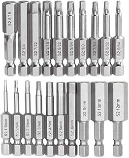 Saipor 20pcs Magnetic Hex Head Screwdriver Bit Set 1/4 Inch Hex Shank Inner Hexagon Head Screw Driver Drill Bits Allen Wrench Drill Bit Set 60mm Length (10pcs Metric & 10pcs SAE)