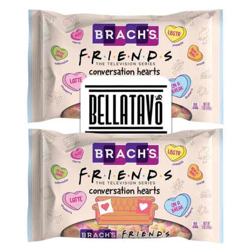 Conversation Hearts Candy Bundle. Includes Two-7 Oz Bags of Brachâs Friends Conversation Hearts Candies and a BELLATAVO Fridge Magnet! Comes in Limited F-R-I-E-N-D-S Inspired Packaging!