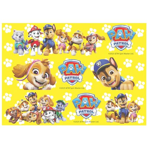 dekora, Ribbon Patrulla Canina de Oblea Comestible, Cinta para Tarta con Diseño Disney de Paw Patrol, Decoración Comestible para Tartas y Pasteles, 21x5 CM