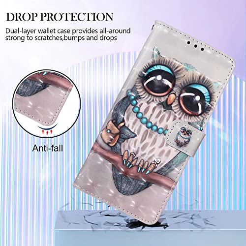 IMIRST Flip Case for Motorola Edge 40 Neo Premium Faux Leather Wallet Case 3D Creative Pattern Design Protective Cover with Card Slot Stand Compatible with Motorola Edge 40 Neo. YB Owl - Image 4