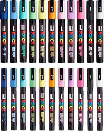 Image of Posca Exclusive 3M and 5M Paint Markers Gift Set of 22 with Carrying Case, Great for Kids and Adults, Acrylic Art Markers for Coloring Canvas, Wood, Glass and Metal