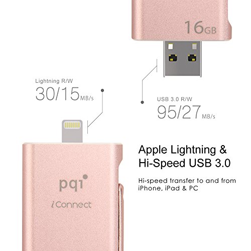 Flash Drive For Iphone Ipad, Iconnect[Usb 3.0] [Apple Mfi Certified] Apple Flashdrive Mobile Storage With Lightning Connector For Iphone, Ipad, Ipod Mac And Computer (16Gb) (Rose Gold) #TOP6