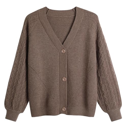 Image of GABERLY Button Down Thickened Sweaters V Neck Open Front Loose Oversized Cardigans Knit Outwear for Women