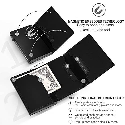 Image of AirTag Wallet for Mens Wallet,Card Holder for AirTag,Smart,RFID Blocking,Slim Wallet for Front Pocket-8-12 Card Capacity (Pu Leather, Lichee Black)